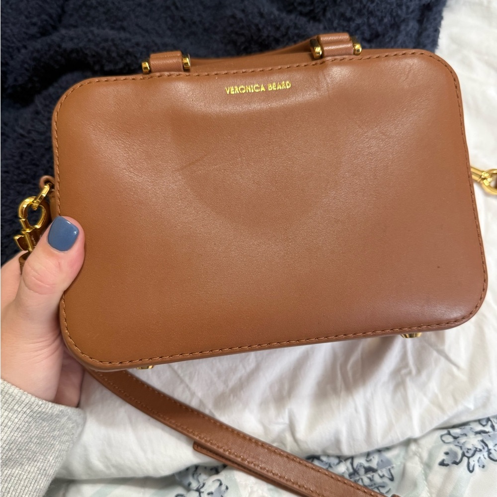 Veronica Beard Tan Leather Crossbody Bag